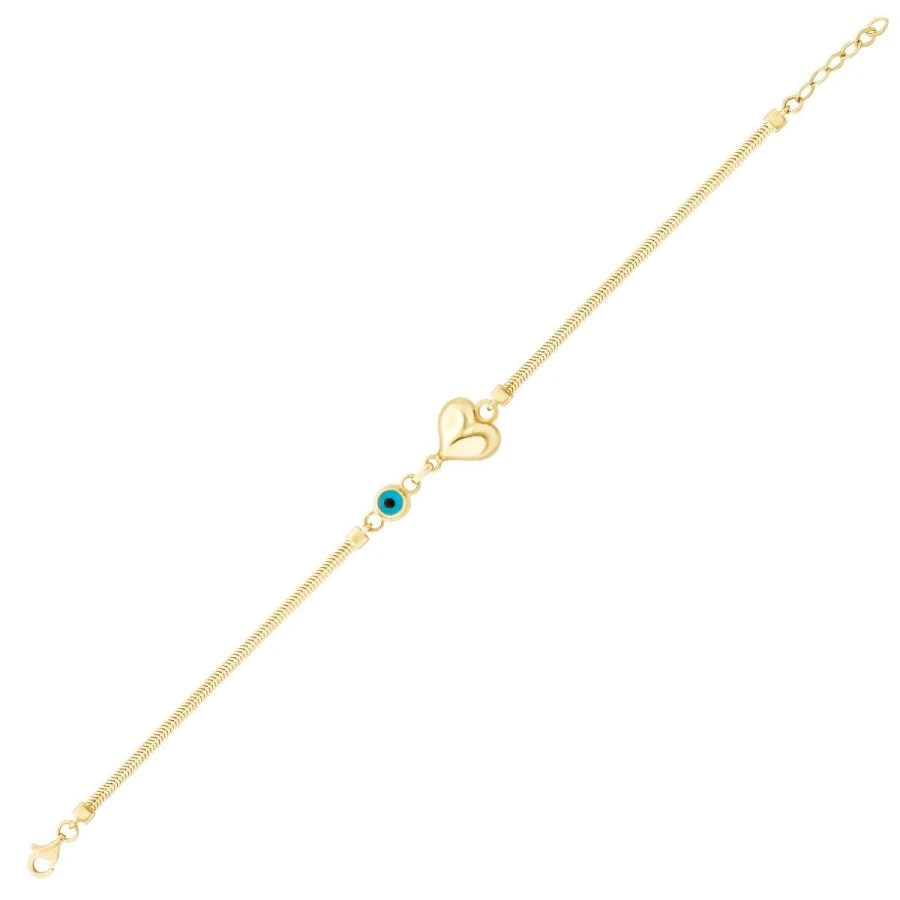 Gold Evil Eye Heart Bracelet