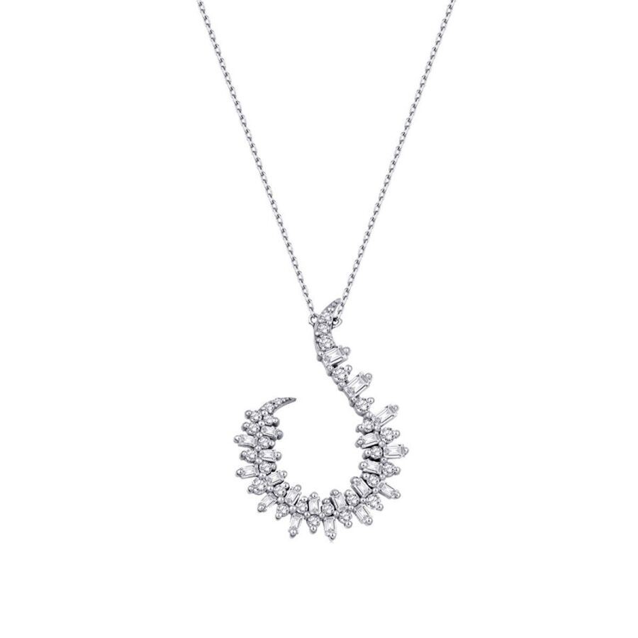 0.82 Carat Diamond Baguette Necklace
