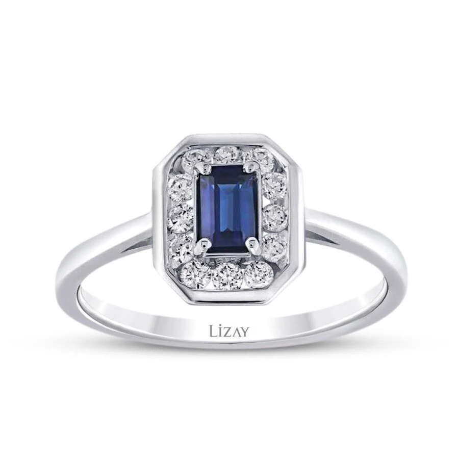 0.79 Carat Diamond Sapphire Ring