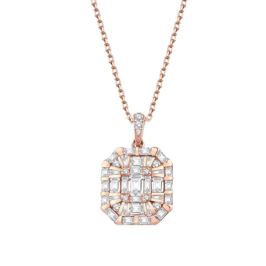 0.89 Carat Diamond Baguette Necklace