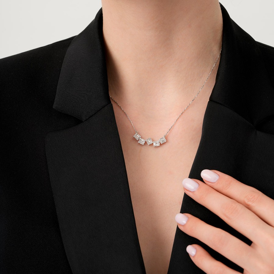0.60 Carat Diamond Baguette Necklace