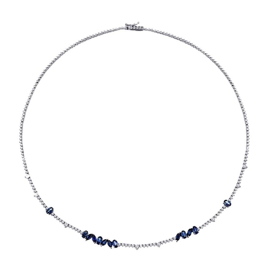 5.99 Carat Diamond Sapphire Necklace