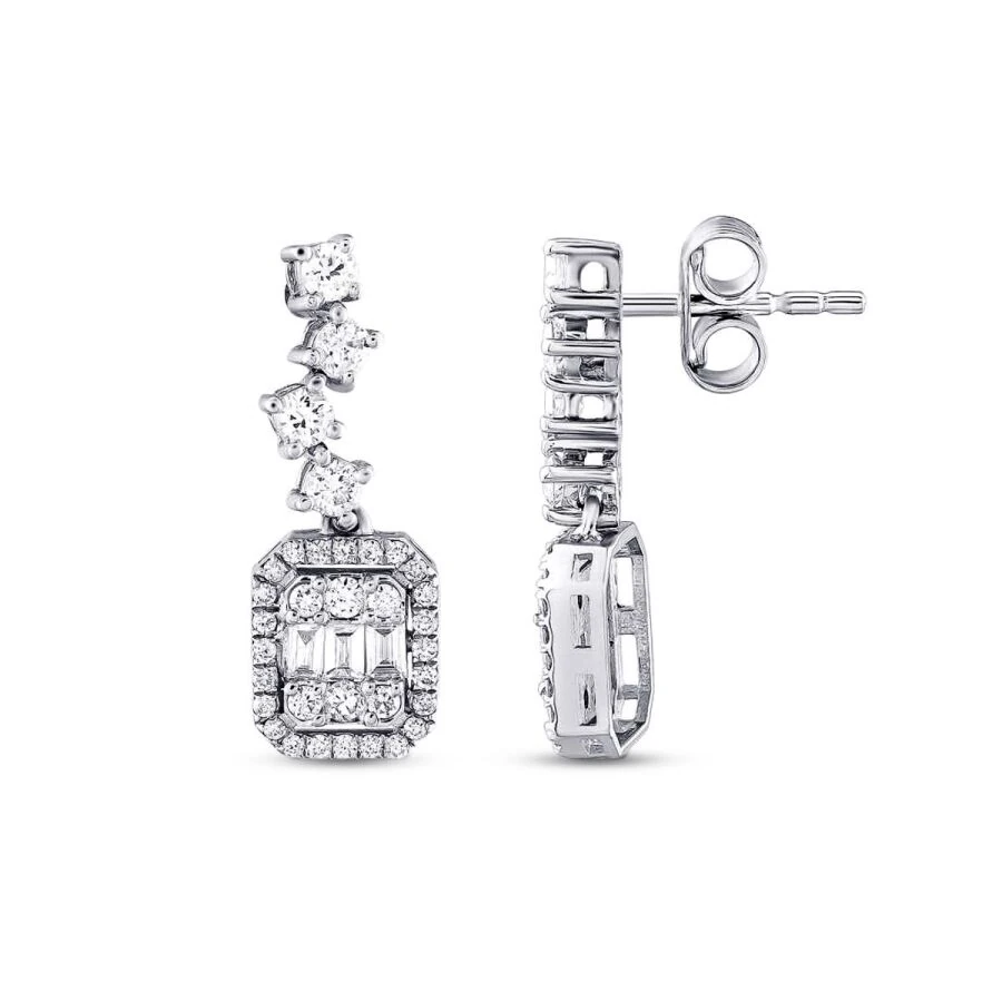 0.56 Carat Diamond Baguette Earrings