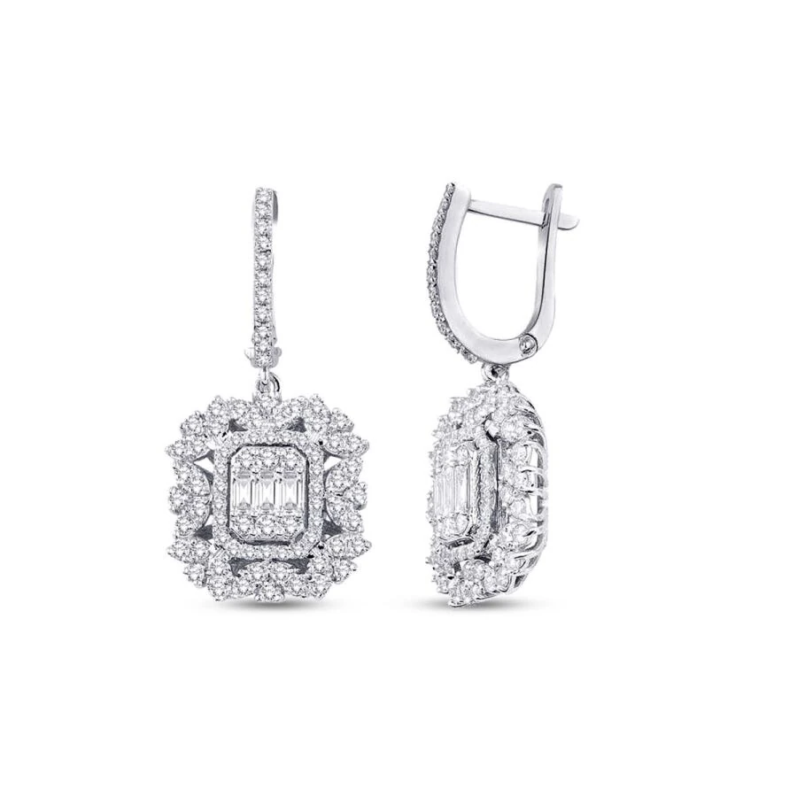 1.41 Carat Diamond Baguette Earrings