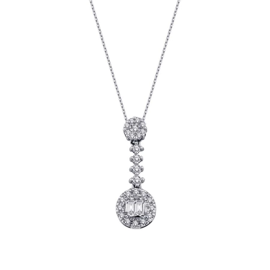 0.19 Carat Diamond Baguette Necklace