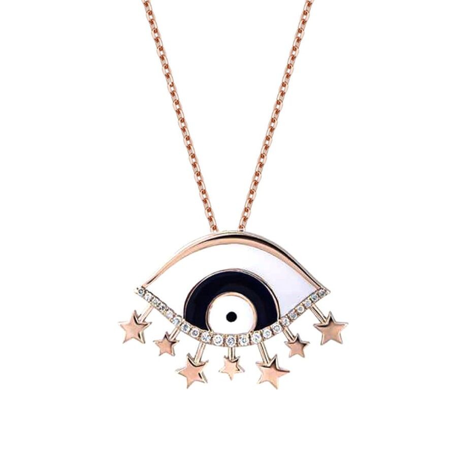 0.11 Carat Diamond Evil Eye Necklace