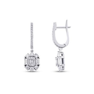 1.18 Carat Diamond Baguette Earrings