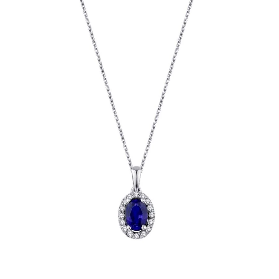 0.37 Carat Diamond Sapphire Necklace