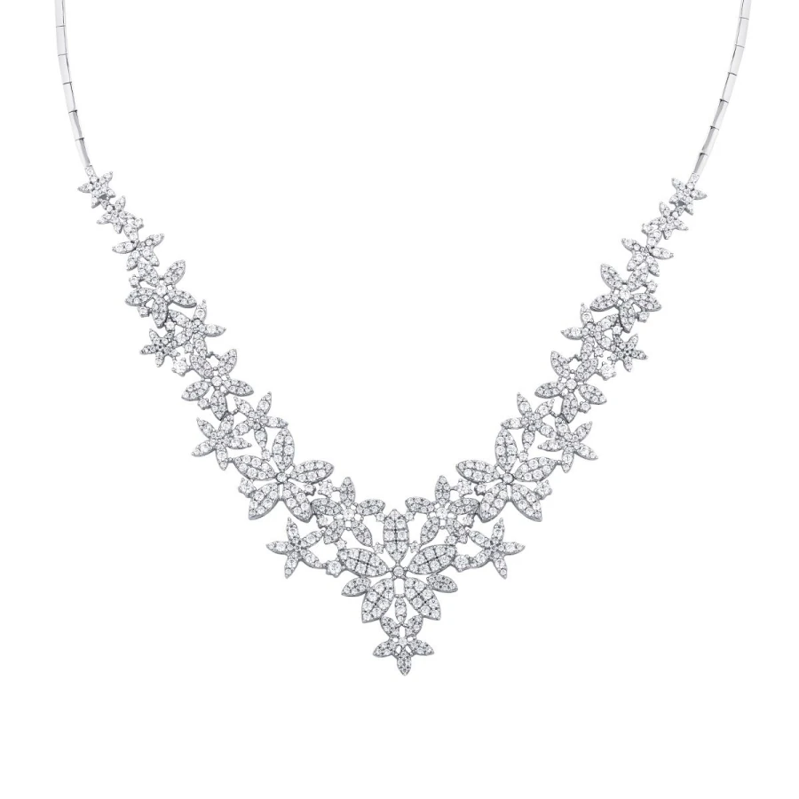 Gold Blumen-Halskette mit Stein