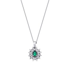 0.31 Carat Diamond Emerald Necklace