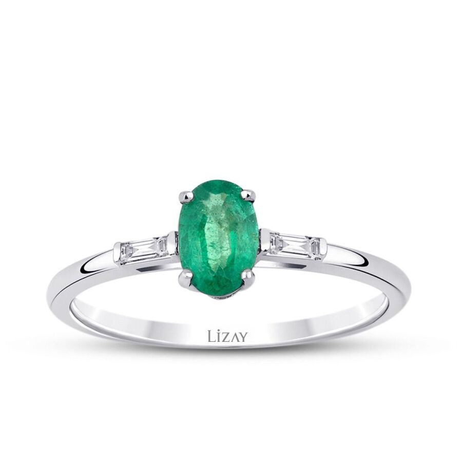 0.42 Carat Diamond Emerald Ring