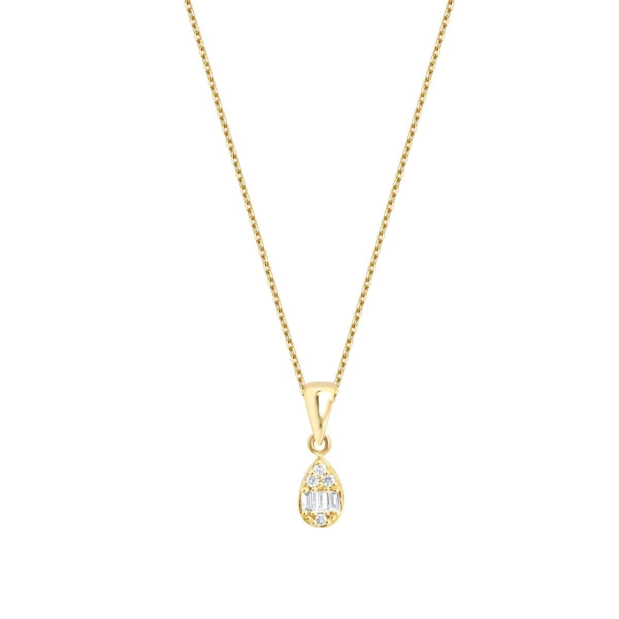 0.06 Carat Diamond Baguette Pear Necklace