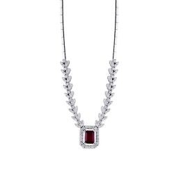 2.45 Carat Diamond Ruby Necklace