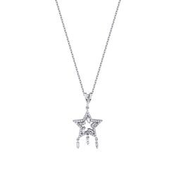 0.38 Carat Diamond Baguette Star Necklace