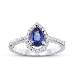 0.70 Carat Diamond Pear Sapphire Ring