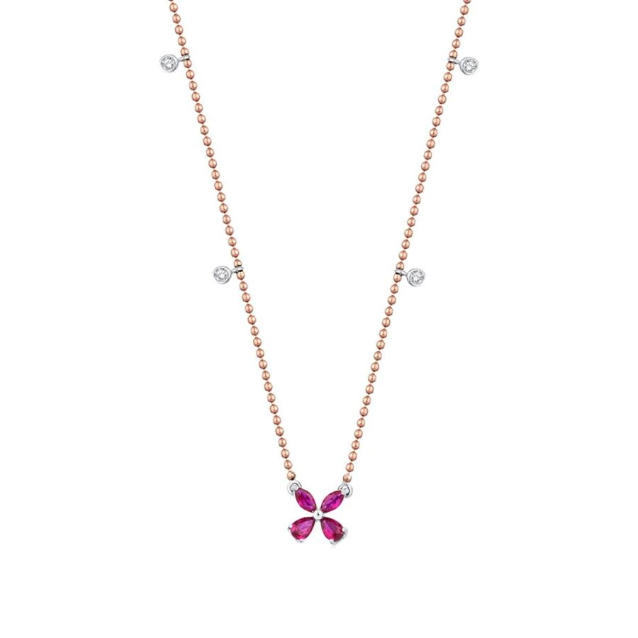 0.47 Carat Diamond Ruby Necklace