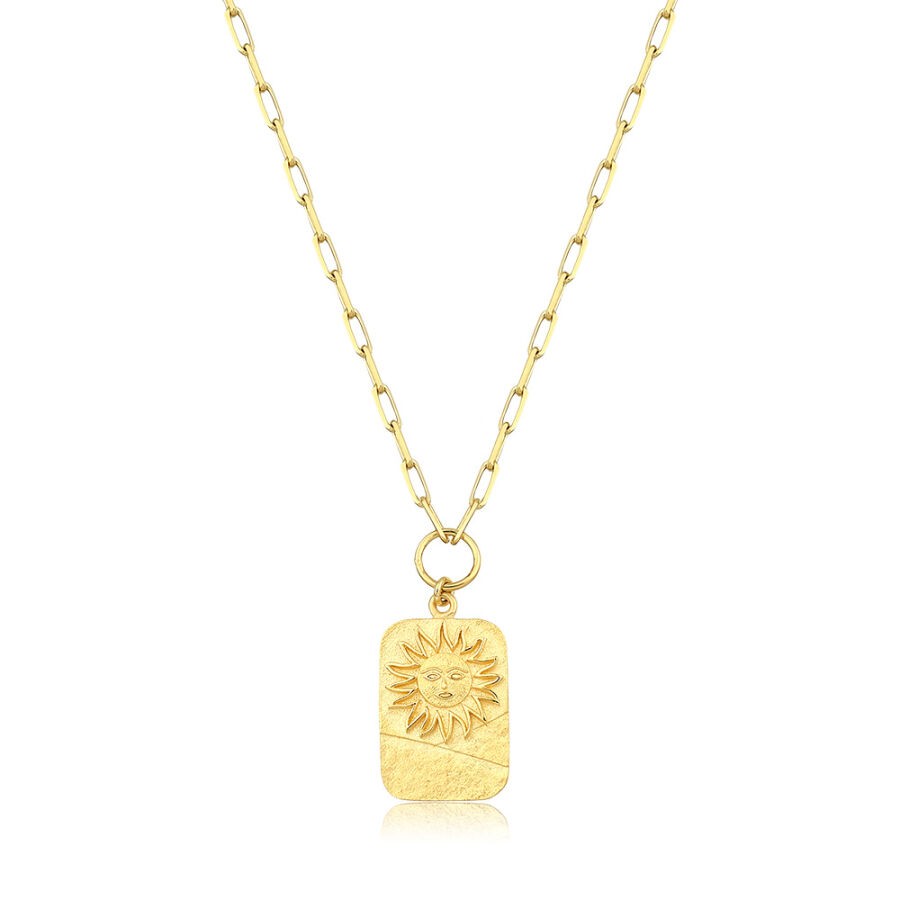 Gold Sun Plate Necklace