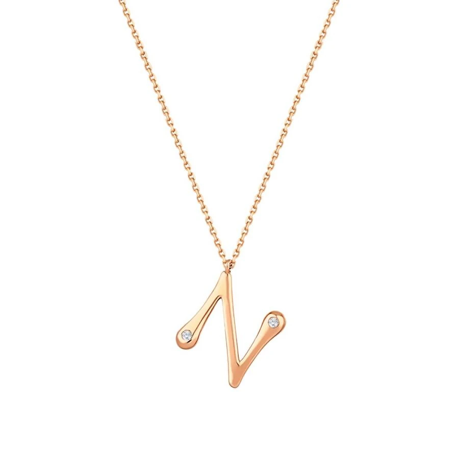 0.04 Carat Diamond Letter N  Necklace