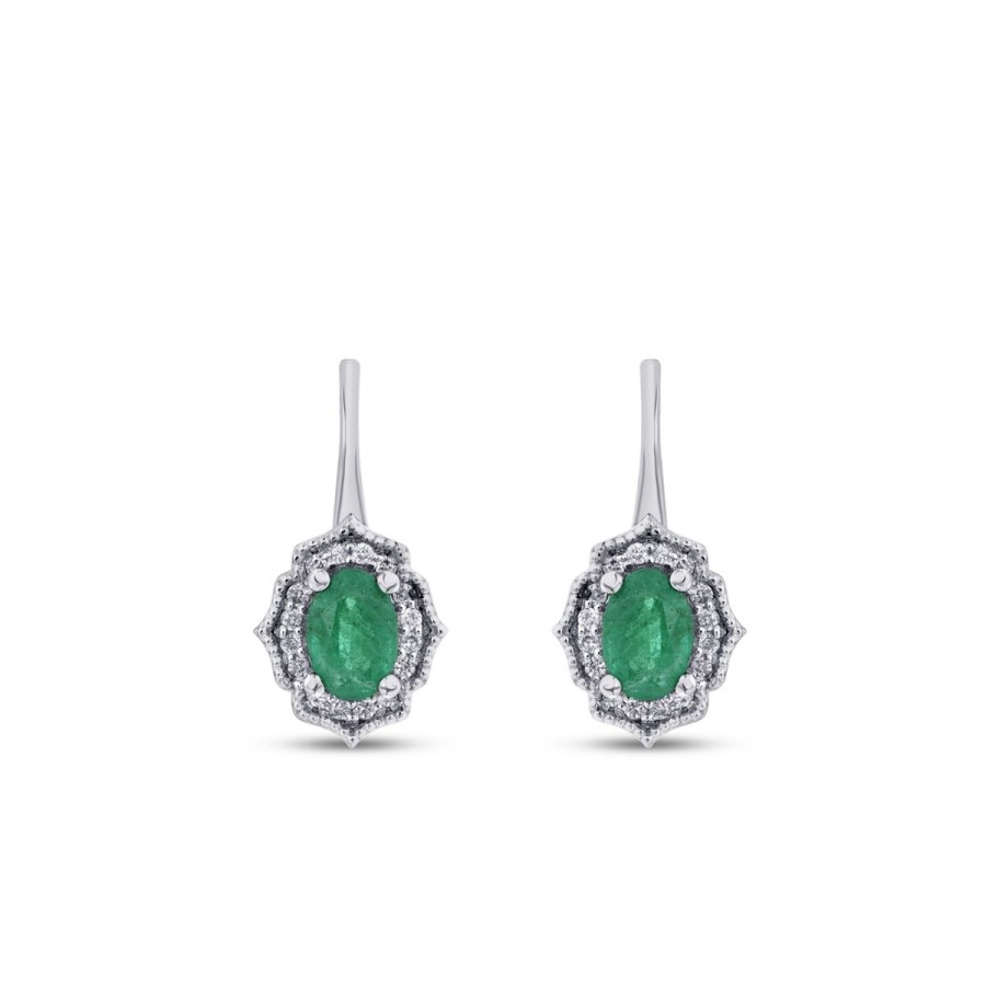 0.94 Carat Diamond Emerald Earrings