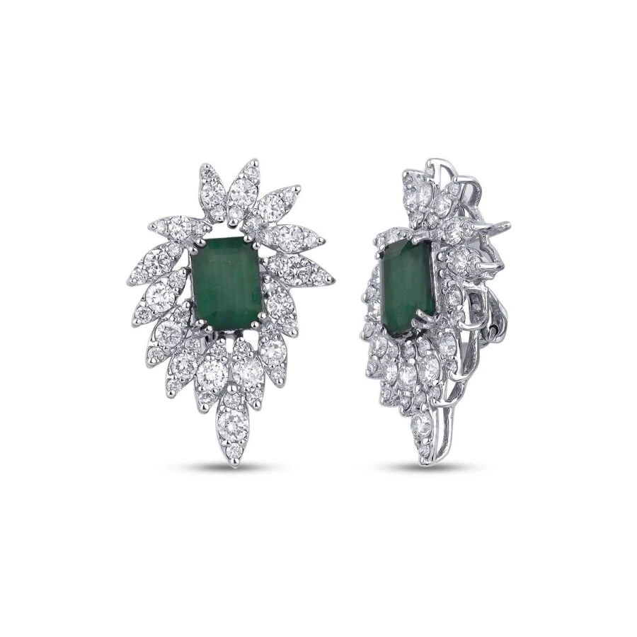 5.60 Carat Diamond Emerald Earrings