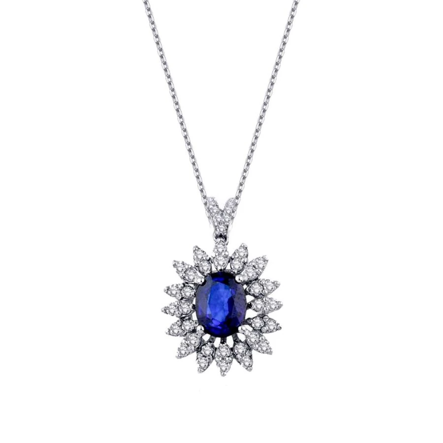 1.54 Carat Diamond Sapphire Necklace
