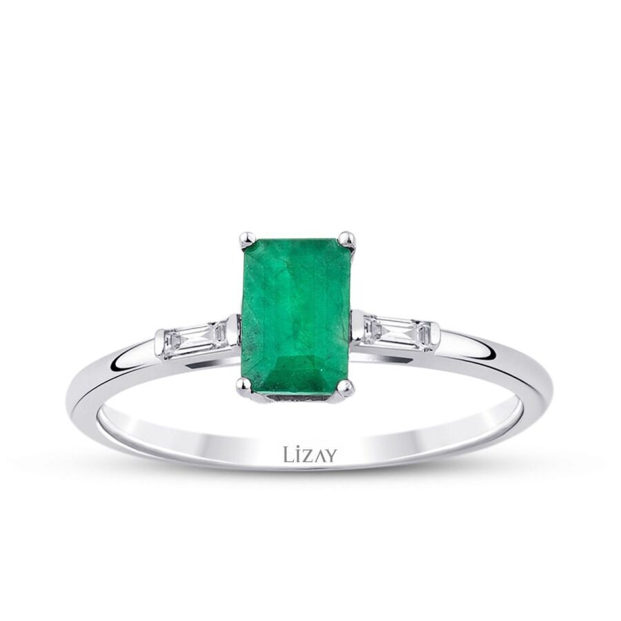 0.74 Carat Diamond Emerald Ring