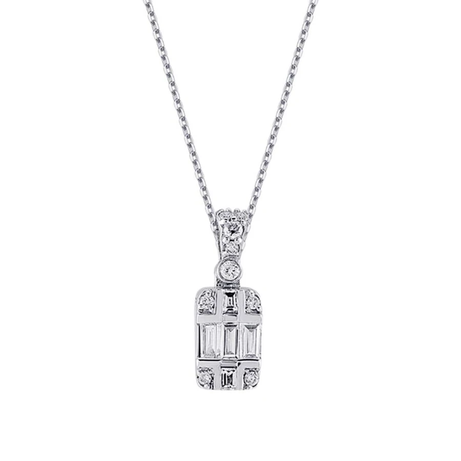 0.16 Carat Diamond Baguette Necklace