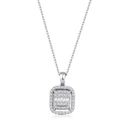 0.16 Carat Diamond Baguette Necklace