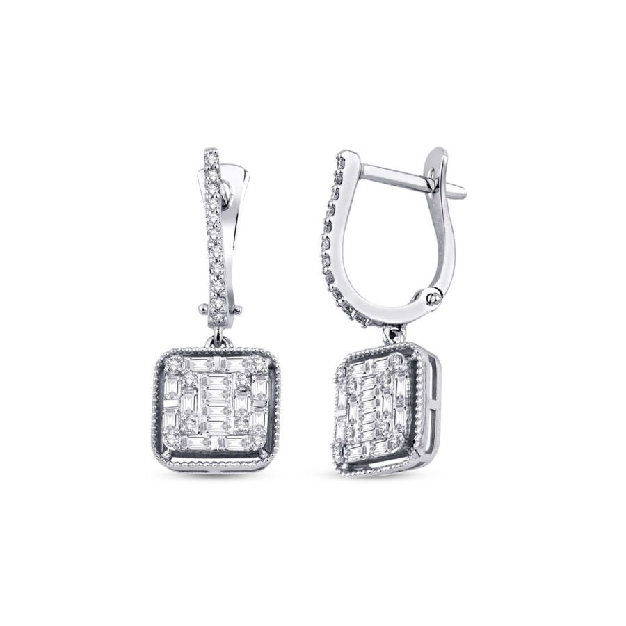0.70 Carat Diamond Baguette Earrings