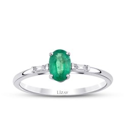 0.41 Carat Diamond Emerald Ring