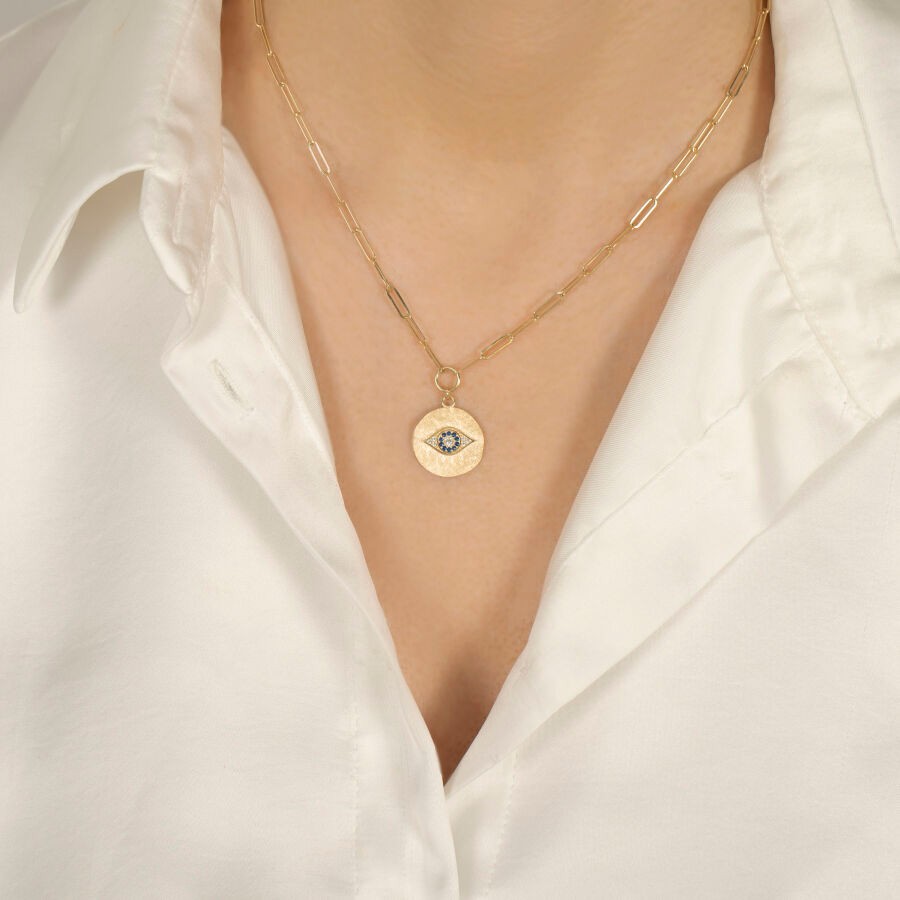 Gold Plate Eye Necklace