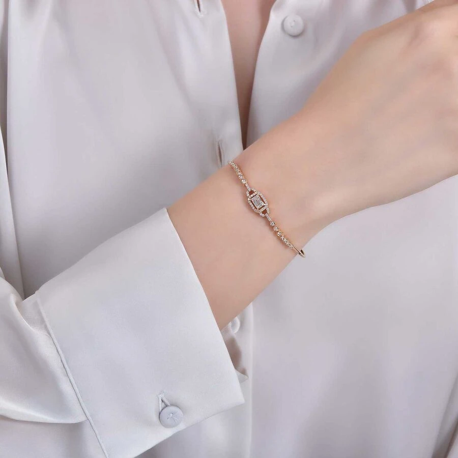 0.38 Carat Diamond Baguette Bangle