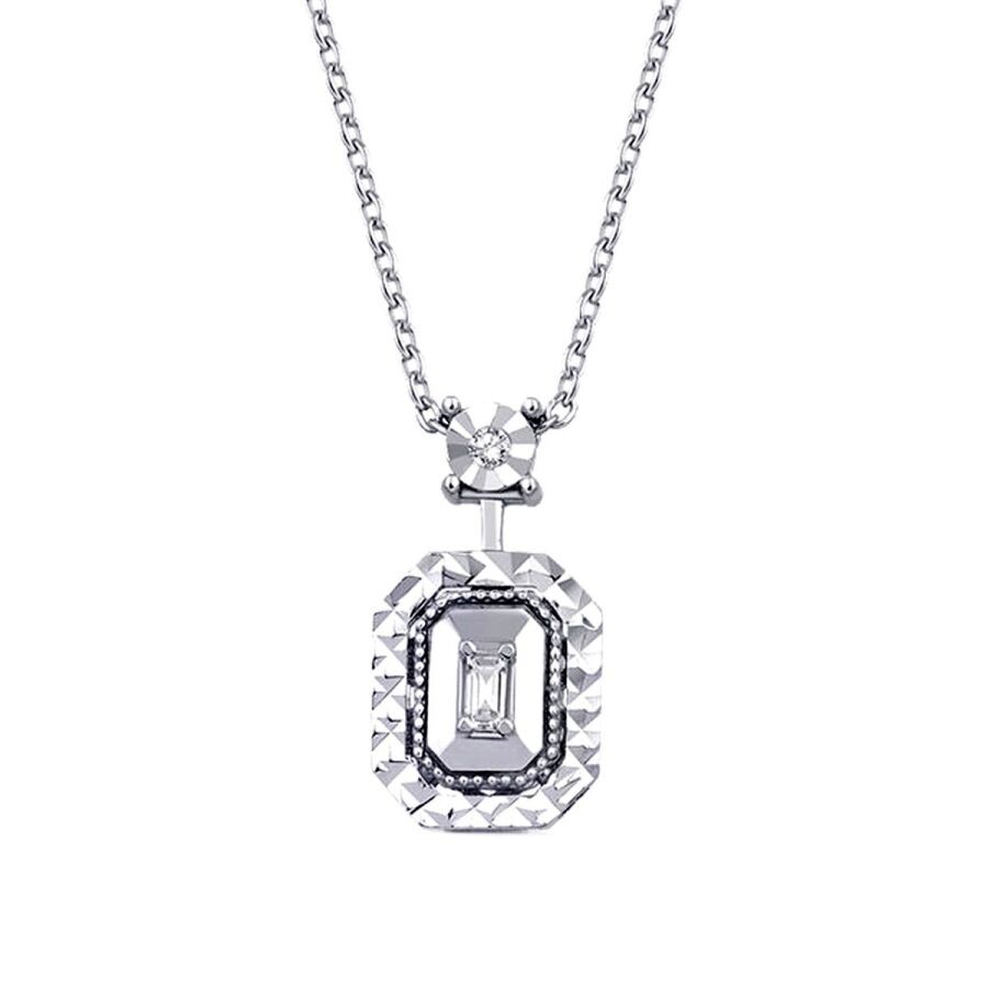 0.05 Carat Diamond Baguette Necklace