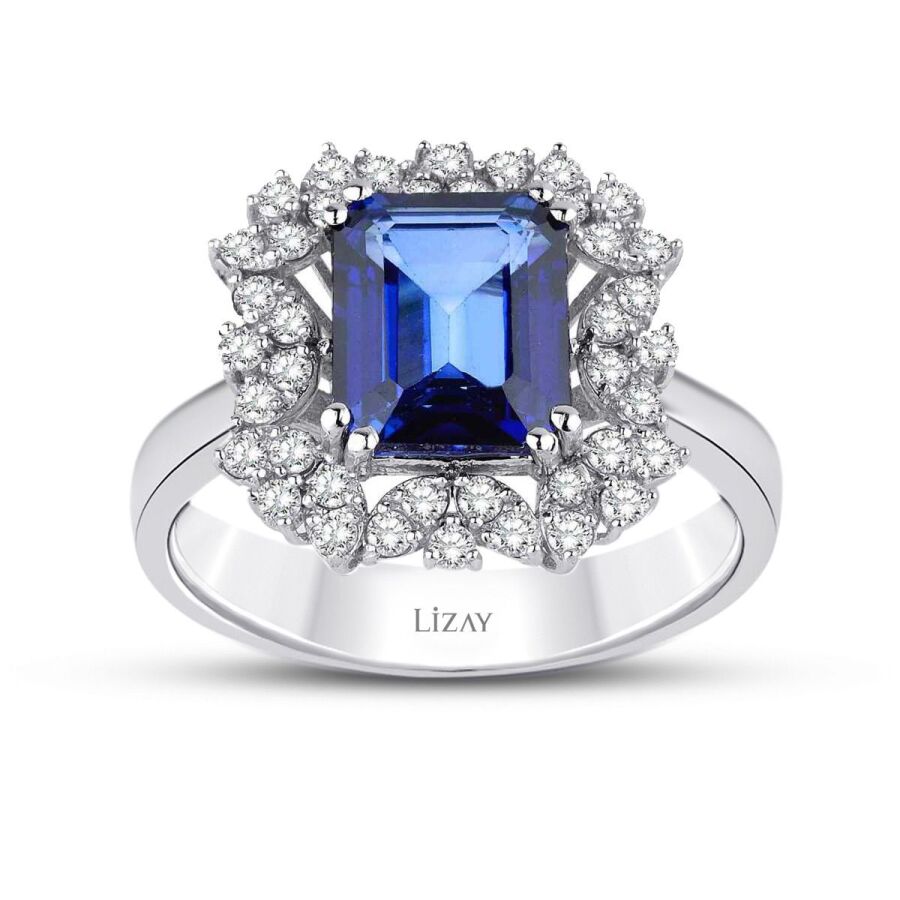 5.82 Carat Diamond Sapphire Ring