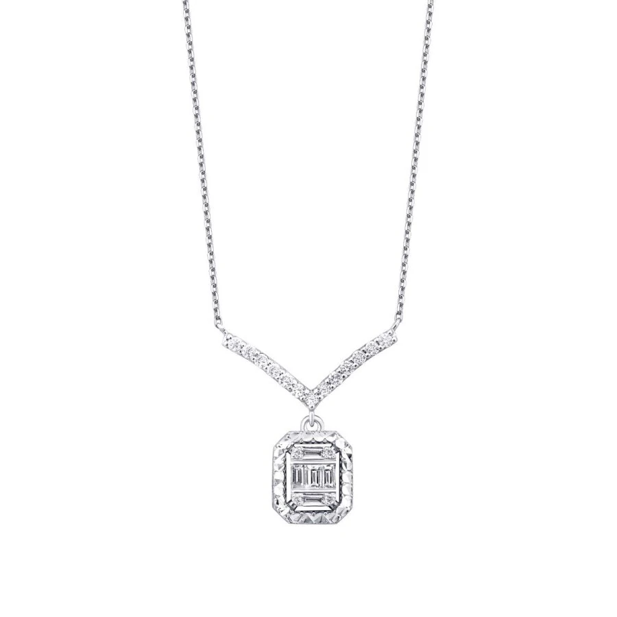 0.23 Carat Diamond Baguette Necklace