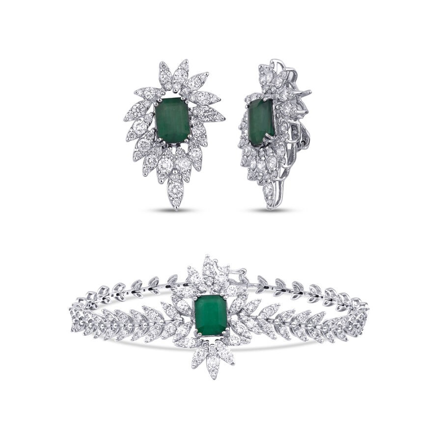 11.08 Carat Diamond Emerald Set