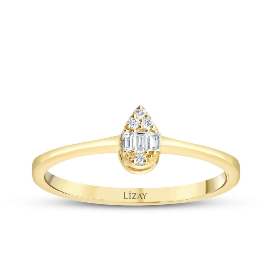 0.08 Carat Diamond Baguette Pear Ring