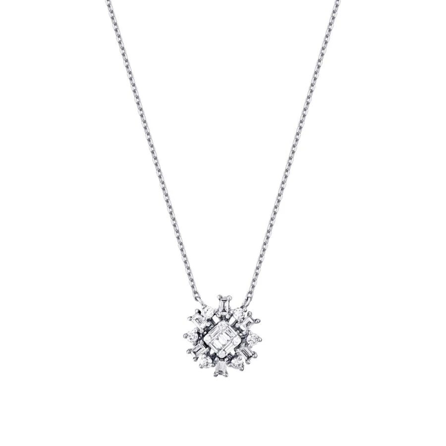 0.37 Carat Diamond Baguette Flower Necklace