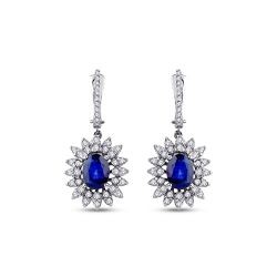 2.90 Carat Diamond Sapphire Earrings
