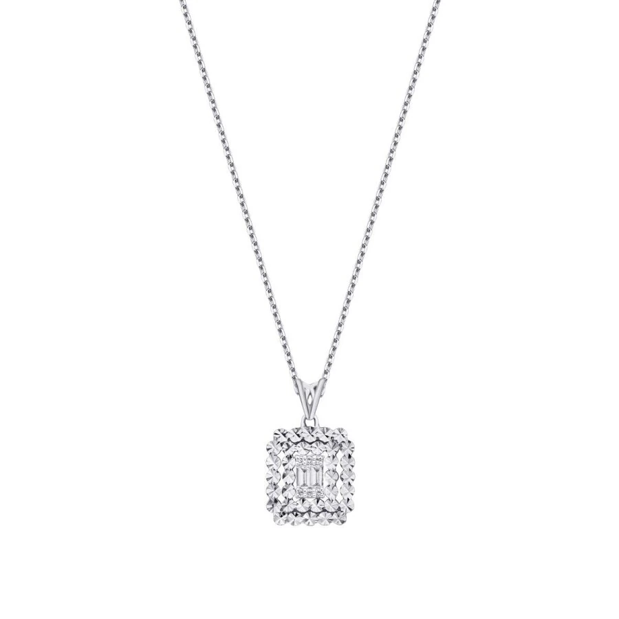 0.08 Carat Diamond Baguette Necklace