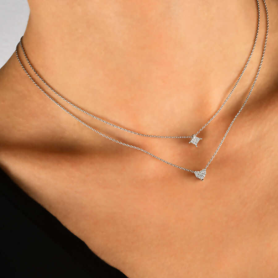 0.09 Carat Diamond Heart Necklace