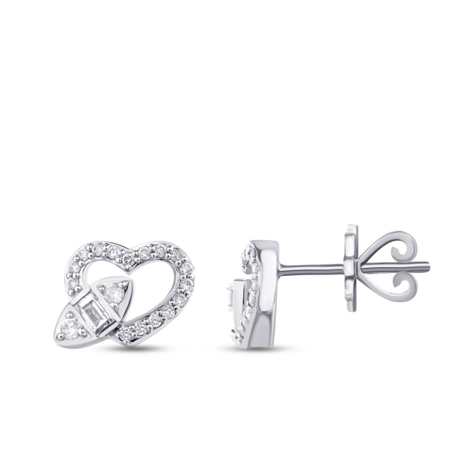 0.37 Carat Diamond Baguette Heart Earrings