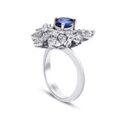 1.28 Carat Diamond Pear Sapphire Ring