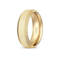 Gold Textured Domed Wedding Band