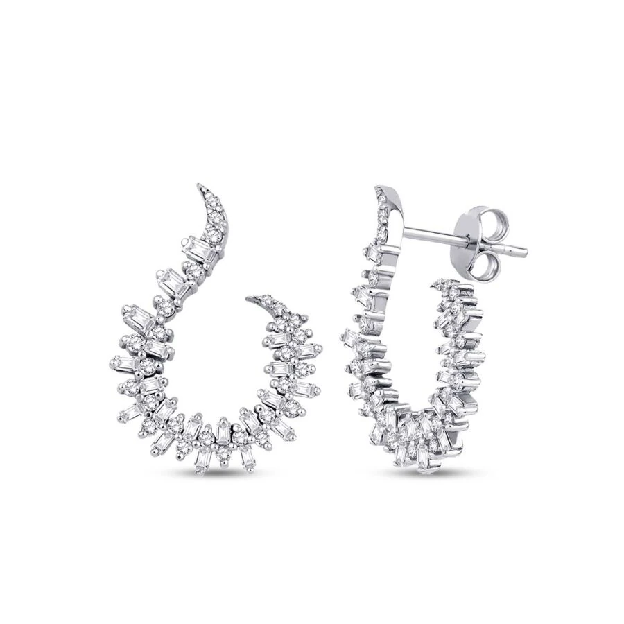 0.88 Carat Diamond Baguette Earrings