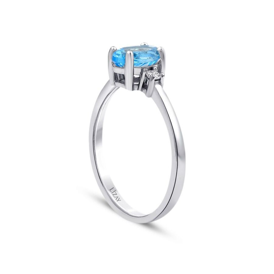 1.01 Carat Diamond Blue Topaz Ring
