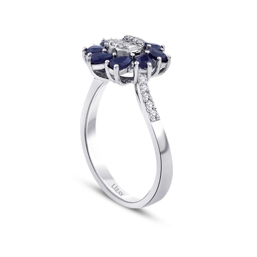 1.26 Carat Diamond Sapphire Ring