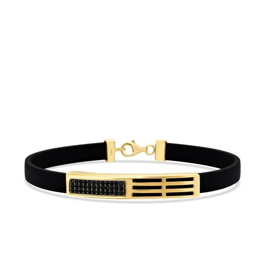 Gold Black Stone Tag Men’s Bracelet