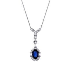 0.52 Carat Diamond Sapphire Necklace