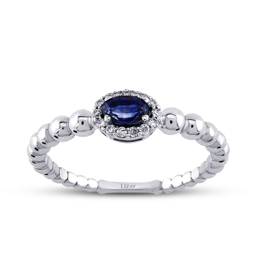 0.34 Carat Diamond Sapphire Ring